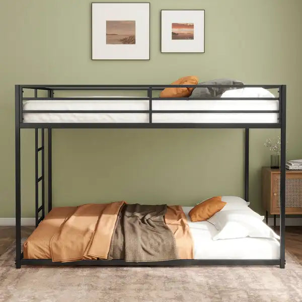 Full-Over-Full Bunk Bed with Black Finish - Adam Collection - Minihomy