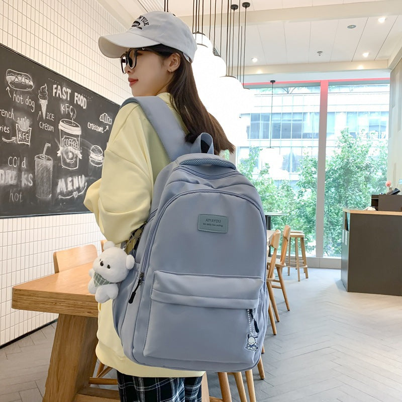 Simple and Versatile Large Capacity Ins Backpack for Women