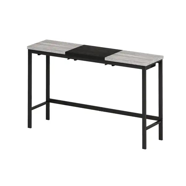 Modern Kitchen Dining Table Set with 3 Hanging Stools, Grey & Black - Minihomy