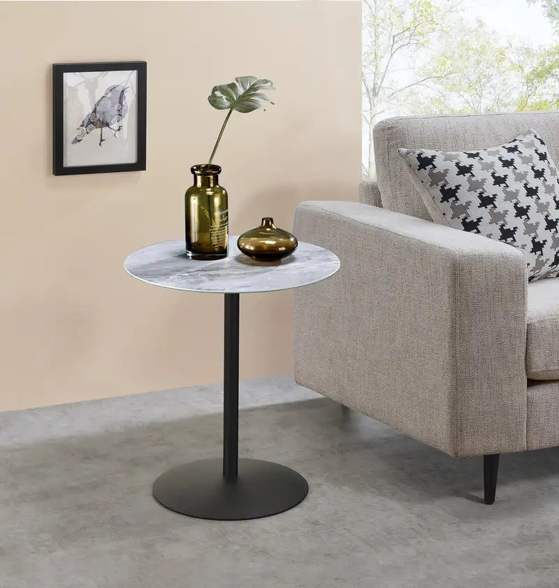 Circa 17.5" Gray Marble End Table - Modern Accent Side Table