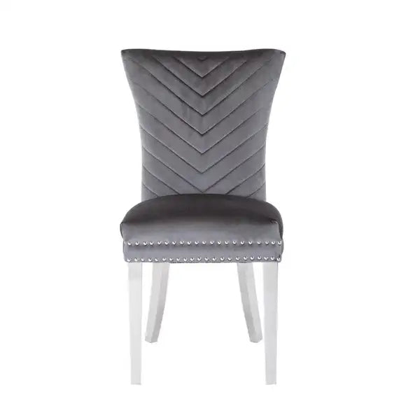 Eva Velvet Fabric Chair with Stainless Steel Legs - Gray - Minihomy