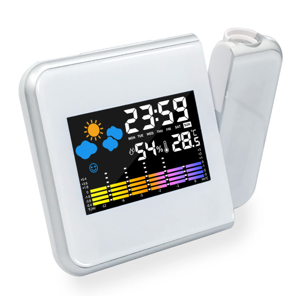 LED Alarm Projection Clock Thermometer Hygrometer Wireless Weather Station Digital Watch - Minihomy