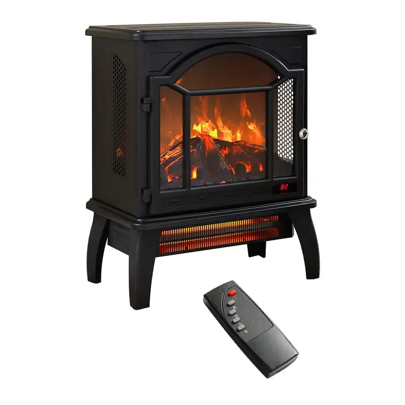 18" 3D Electric Fireplace Stove with Remote - Infrared Quartz Heat