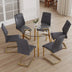 Modern Clear Glass Dining Table Set with Dark Gray PU Leather Chairs - Minihomy