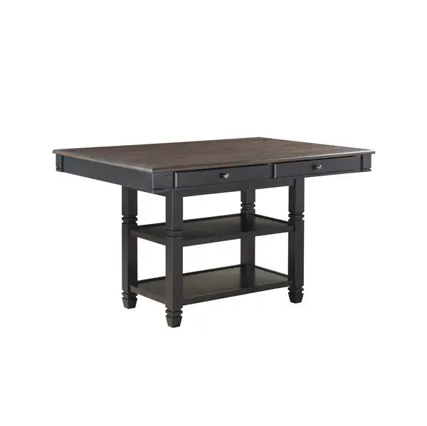 Counter Height Dining Table with Storage & Shelves - Natural/Black