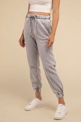 Acid Wash Fleece Sweatpants with Pockets - Comfy & Stylish