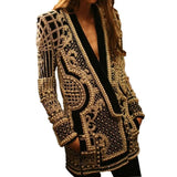 Padded Suit Jacket Bubble Bead Printing Women's Clothing