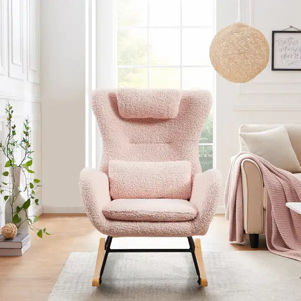 Modern Rocking Chair for Nursery - High Backrest Comfort