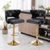 Black Leather Bar Stools with Back & Footrest - Counter Height Dining Chairs (Set of 2) - Minihomy