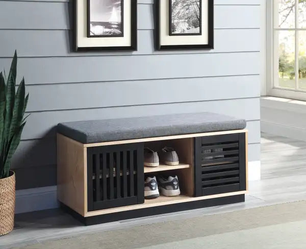 ACME Gamaliel Oak & Espresso Storage Bench - AC00857