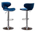 Masaccio Velvet Swivel Bar Stools (Set of 2), Adjustable Height, Blue - Minihomy