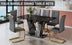 Modern Dining Table Set with Black Marble Glass Top and Comfortable PU Chairs - Minihomy