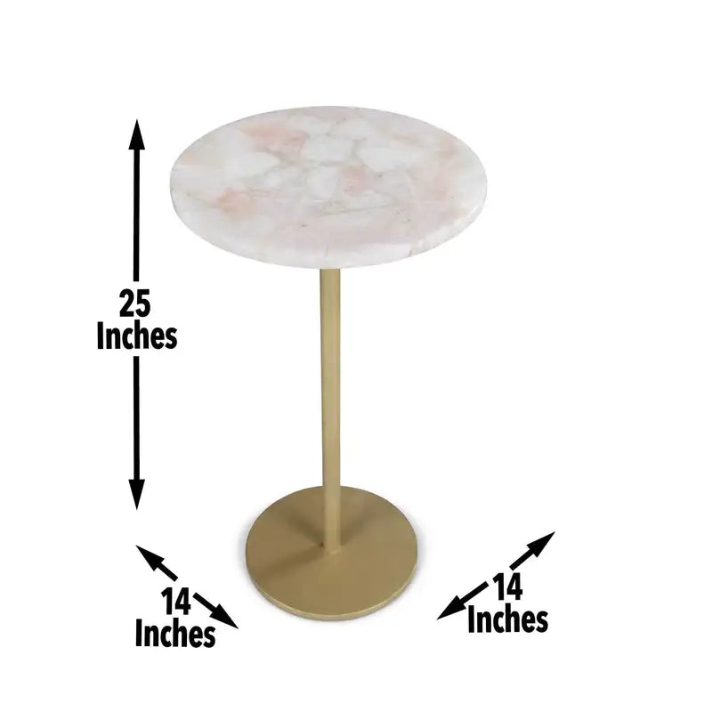 Rose Quartz Bedside Table - Rosie - Beige