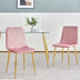 Modern Pink Dining Chairs Set of 4, Light Luxury Home Bedroom Stool with Gold Metal Legs - Minihomy