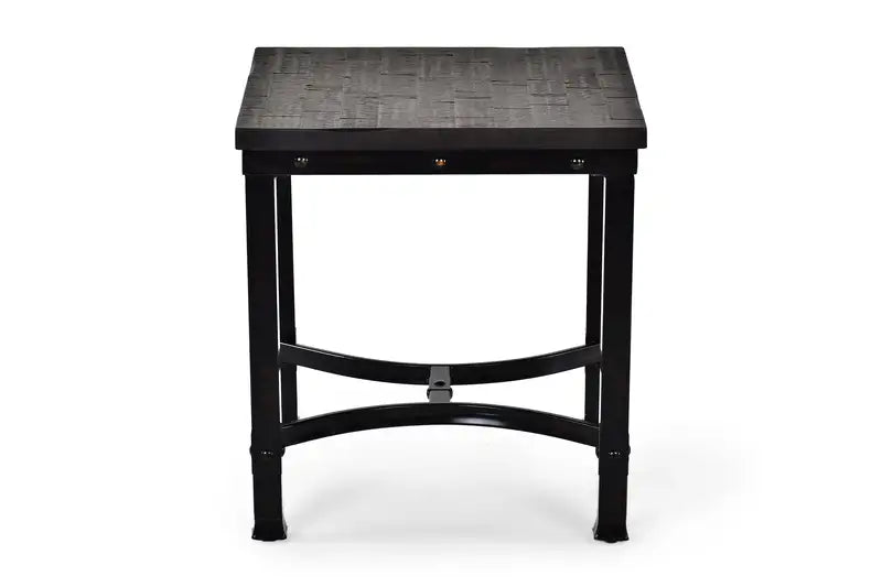 Rustic Square End Table: Dark Iron Legs, Butcher Block Top