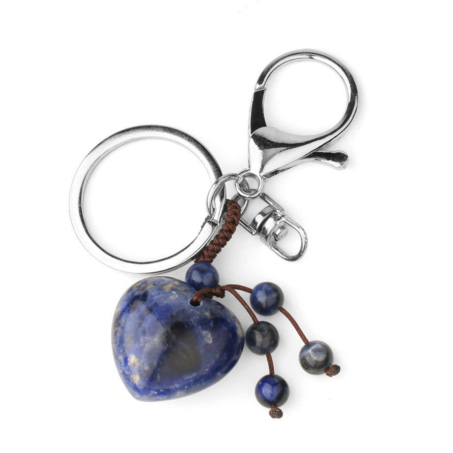 Love Natural Stone Crystal Keychain