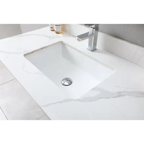 Carrara Gold Sintered Stone Vanity Top - 43x22 inch, Single Faucet Hole - Minihomy