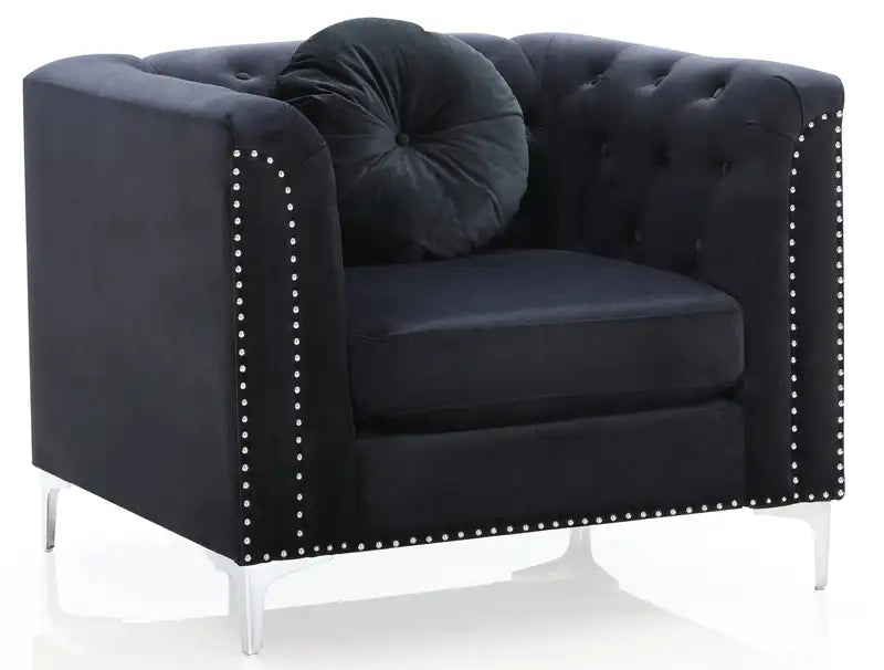 Black Sloped Arm Chair - Modern Accent Chair