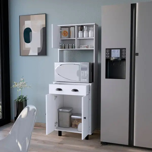 White Kitchen Pantry with 1 Drawer - Storage Organizer