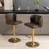 Brown Swivel Barstools Set of 2 - Adjustable Height, Tufted Back, Modern PU Upholstery for Kitchen Island & Pub - Minihomy