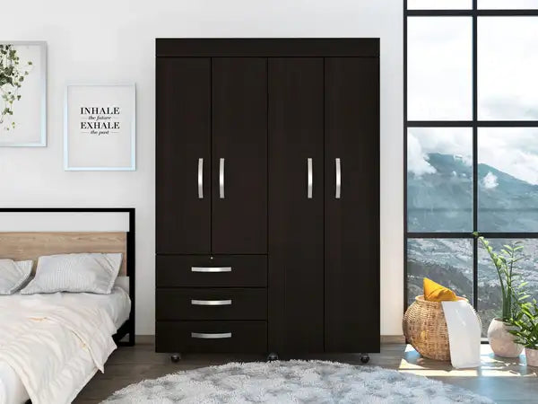 Black Velvet Mobile Armoire for Bedroom Storage - Minihomy