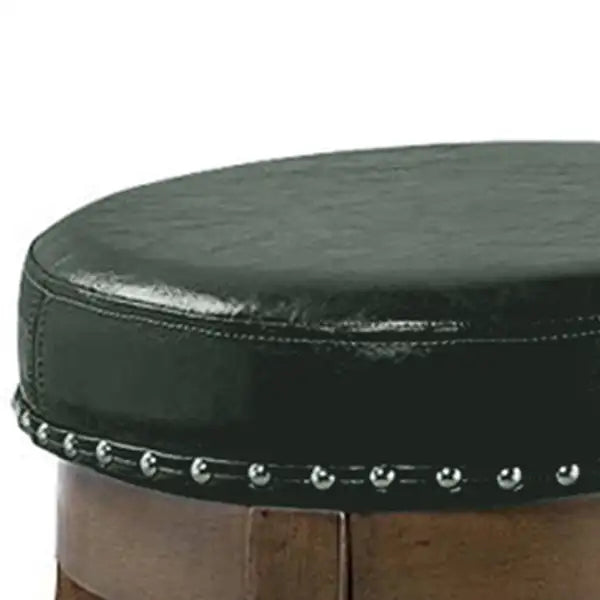 Drue Green Faux Leather Swivel Bar Stools with Nailhead Trim (Set of 2) 18 Inch - Minihomy