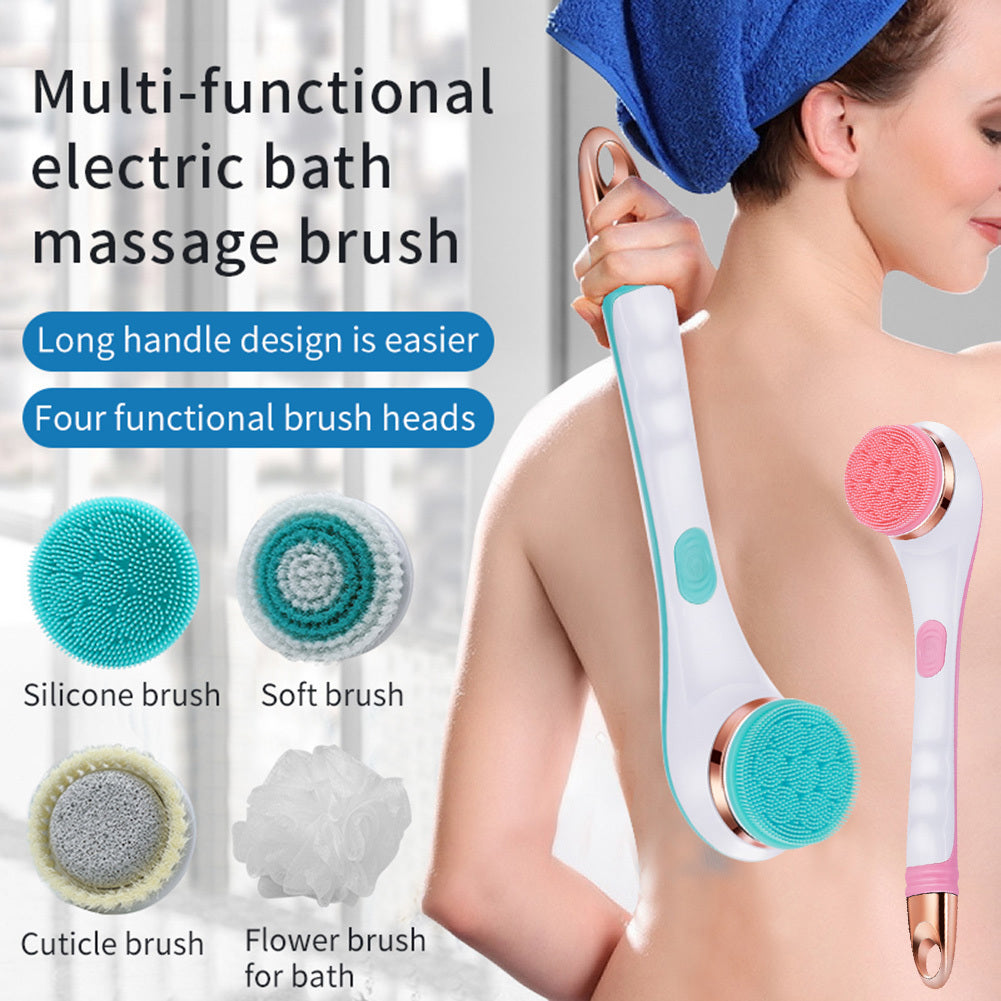 Electric Bath Brush - Rechargeable Back Scrubber, 2 Speeds, Waterproof Body Cleaning Brush