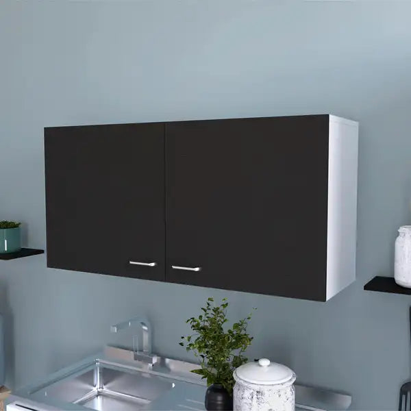 Carbon Espresso Rectangle Wall Cabinet: 2-Door Storage