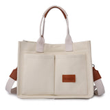 Casual Daily Canvas Tote Shoulder Bag - Large Capacity Messenger Multi-Pocket Crossbody Mommy Bag