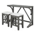 Farmhouse Counter Height Dining Set, 3-Piece with USB Port & Upholstered Stools, Gray - Minihomy