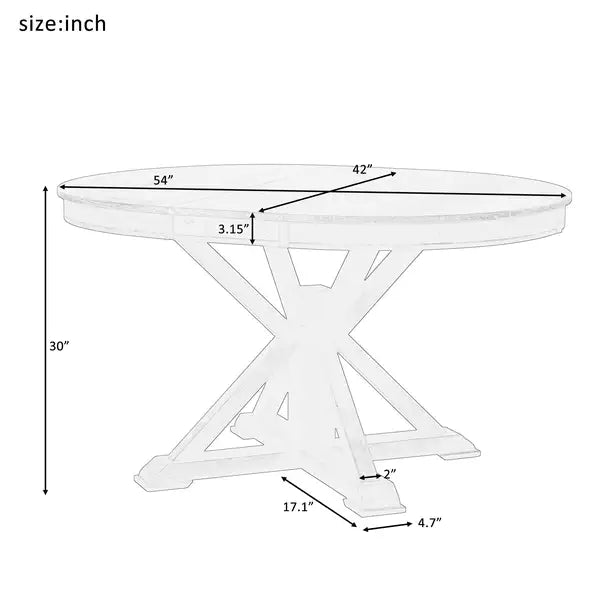 TREXM Extendable Dining Table with Leaf - Espresso - Retro Design for Dining Room & Living Room