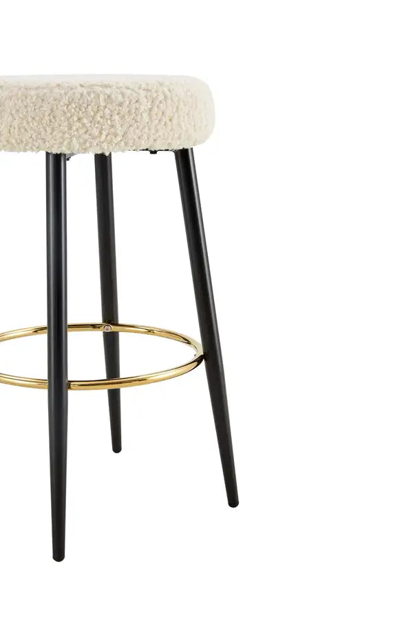 Counter Height Bar Stools Set of 2 - PU Upholstered Dining Chairs with Golden Footrest for Kitchen Island - Minihomy