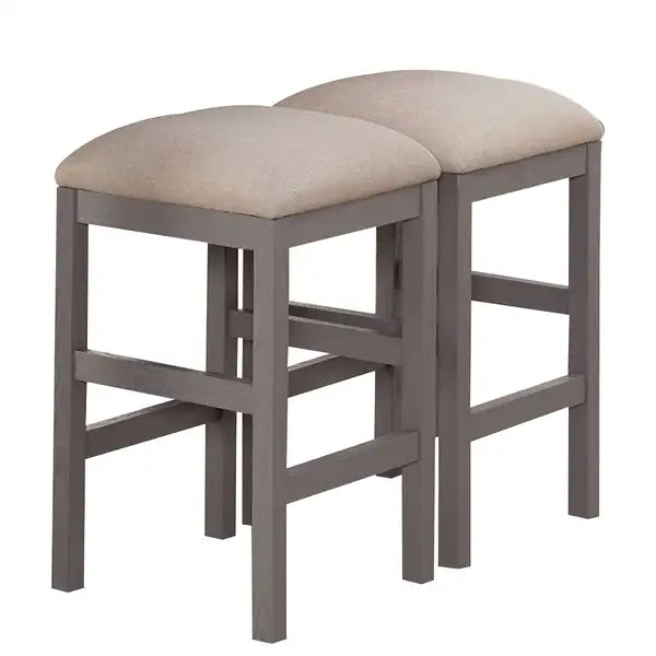 Farmhouse Counter Stools (Set of 2) - 24 Inch, Cushioned, Gray - Minihomy