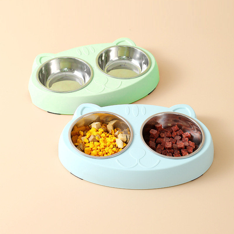 Stainless Steel Pet Bowls with No-Spill Stand for Cats & Dogs - Double Food & Water Bowls