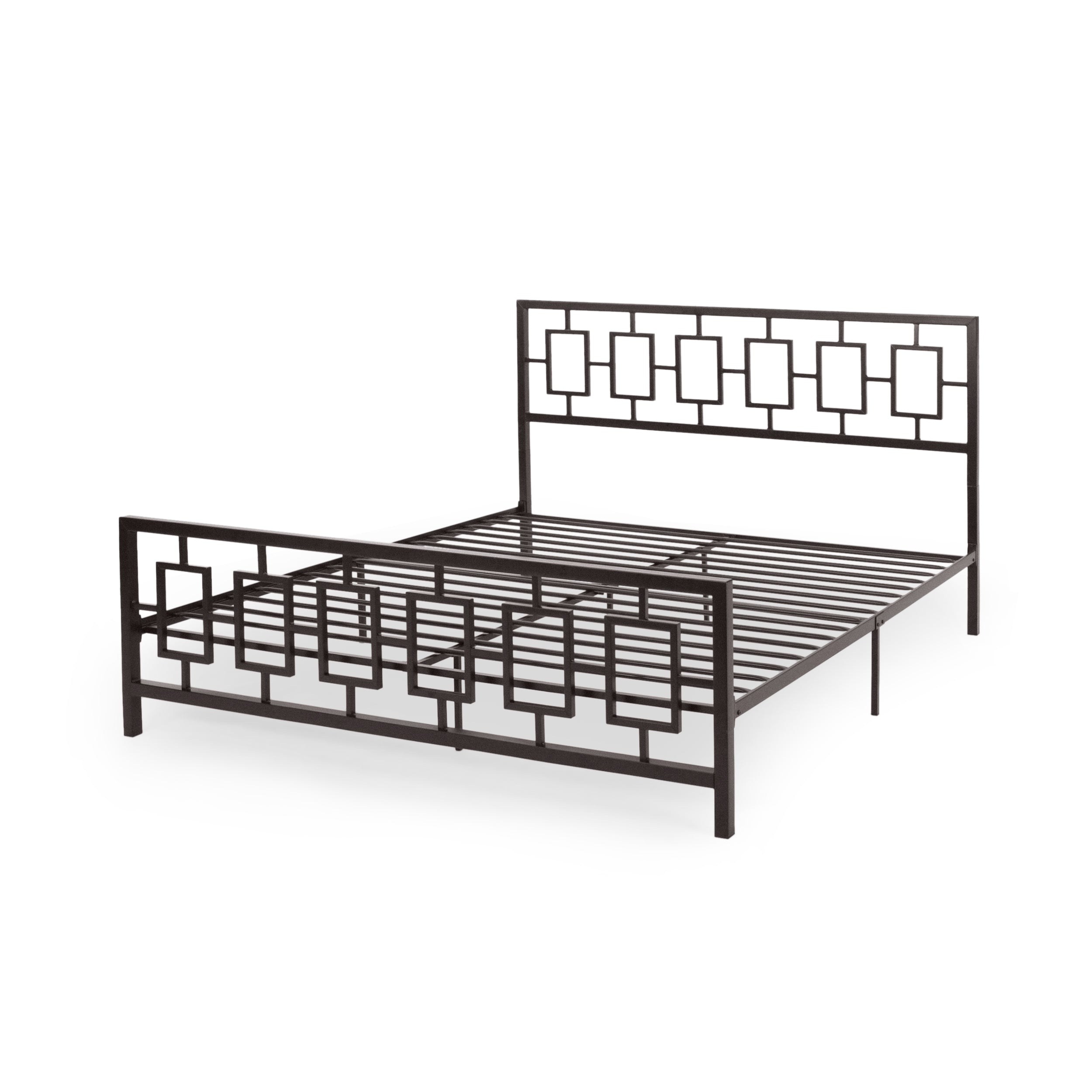 King Size Metal Bed Frame with Vintage Headboard, Under Bed Storage, Copper (Ships to Canada Only)