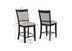 Farmhouse Black & Gray Counter Height Bar Stools with Footrest - Upholstered Back & Seat - Minihomy