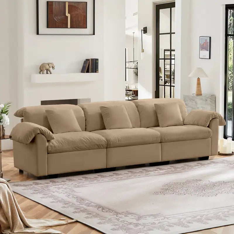 Extra Large Velvet 3-Seat Sofa with Storage - Oversized Couch