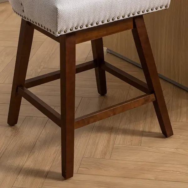 Ivory Upholstered Swivel Bar Stools (Set of 2) - 26" Seat Height - Minihomy