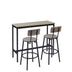 Grey Bar Table Set with 2 Stools, PU Soft Seat & Backrest, 43.31" L - Minihomy