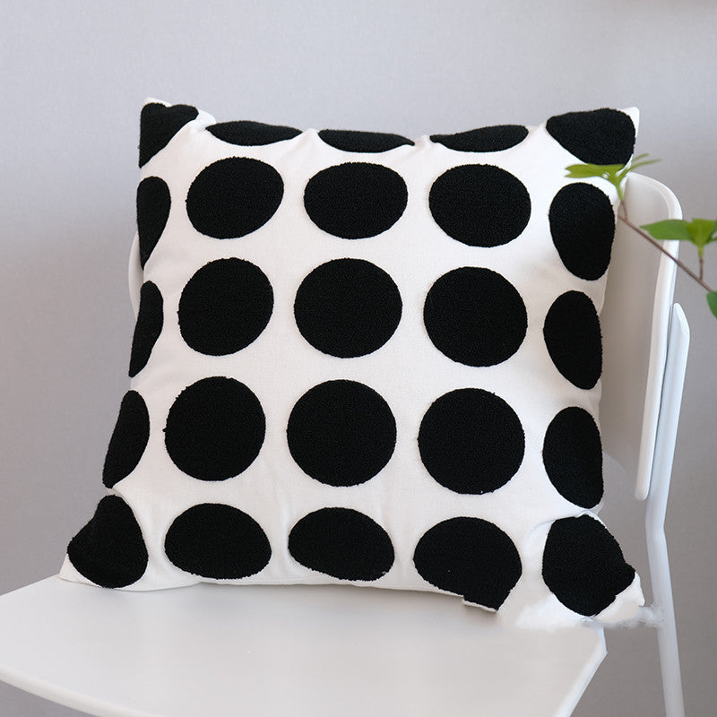 Black And White Line Embroidered Pillow Modern And Simple