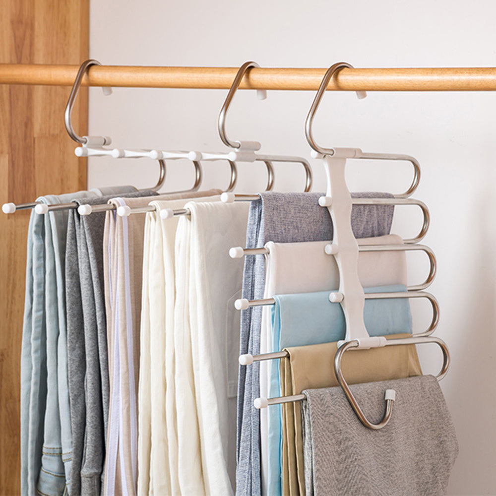 5-in-1 Multifunctional Wardrobe Hangers - Stainless Steel Clothes Hangers for Pants, Shirts, & More