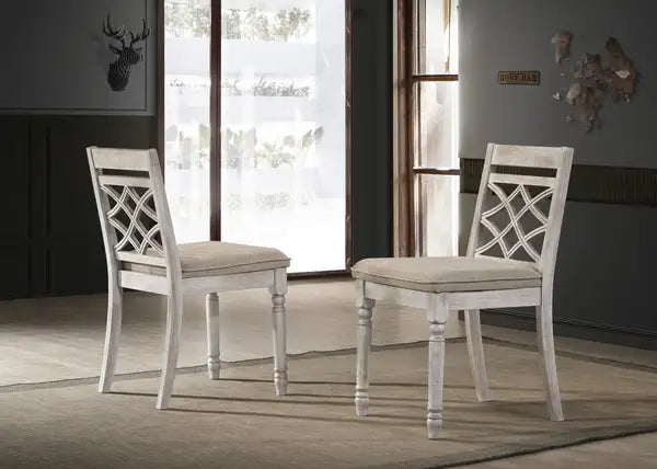 Off White Contemporary Fabric Chairs with Cushions (Set of 2) - 19" Wide