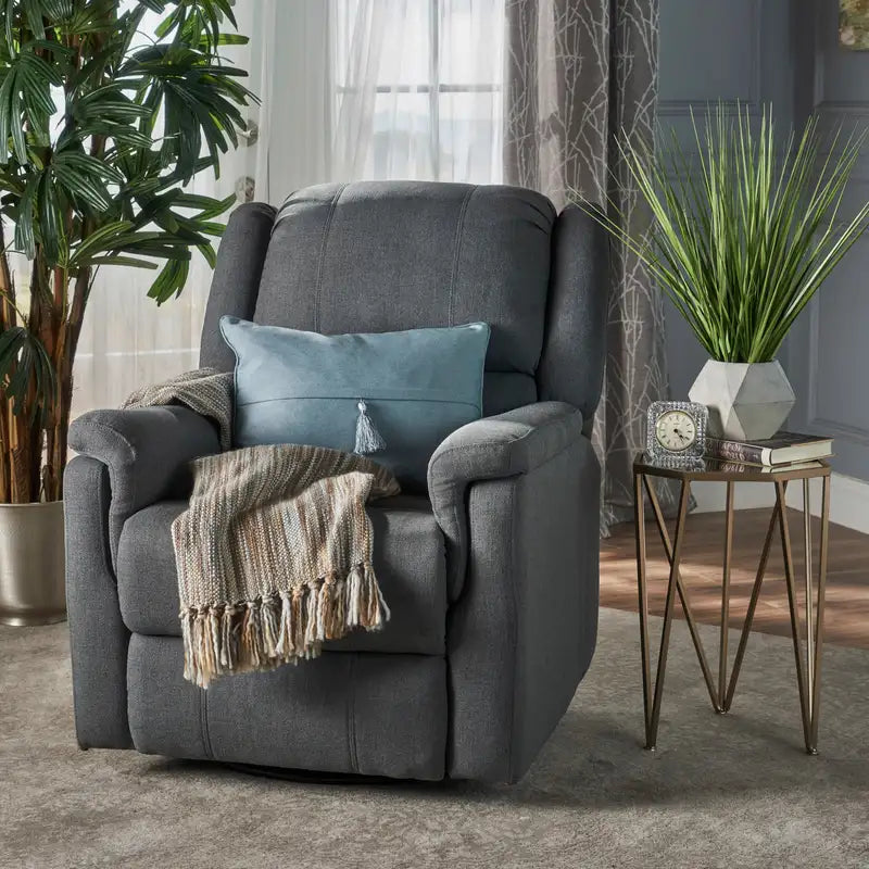 Charcoal Swivel Glider Recliner Chair - Manual Recline