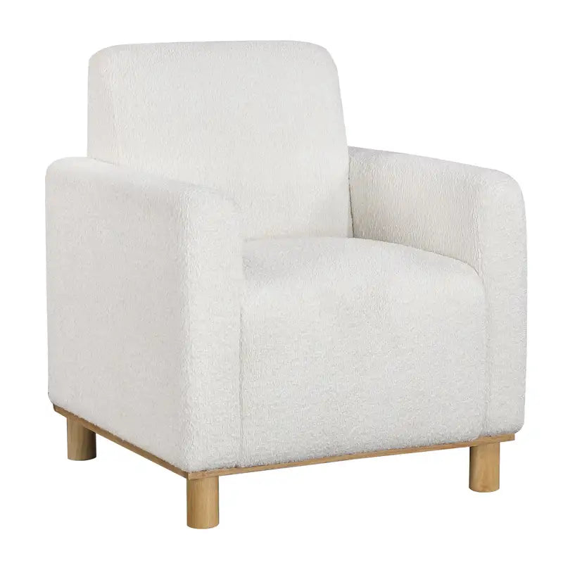 White Boucle Armchair - Modern Accent Chair with Mason Design