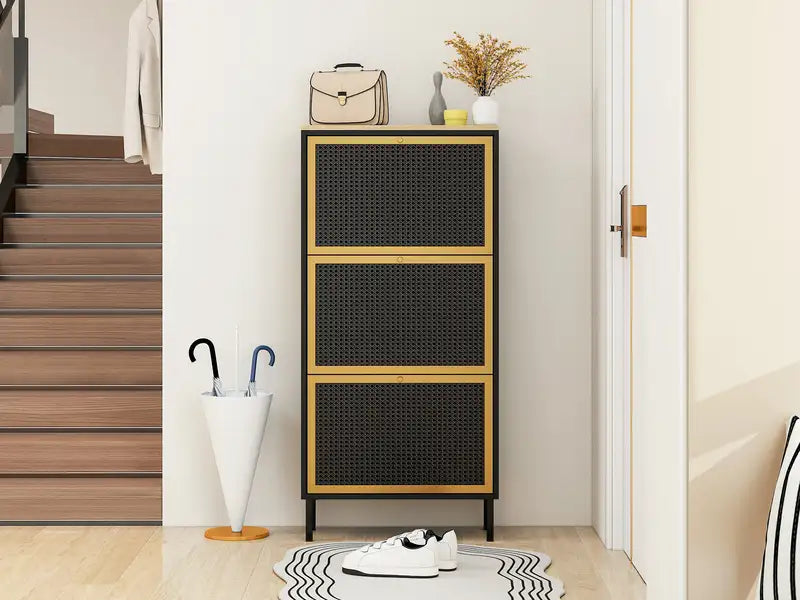 Modern Metal Shoe Rack Organizer - Freestanding Entryway Storage