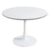 106cm Round Tulip Dining Table in White Marble - White - Minihomy