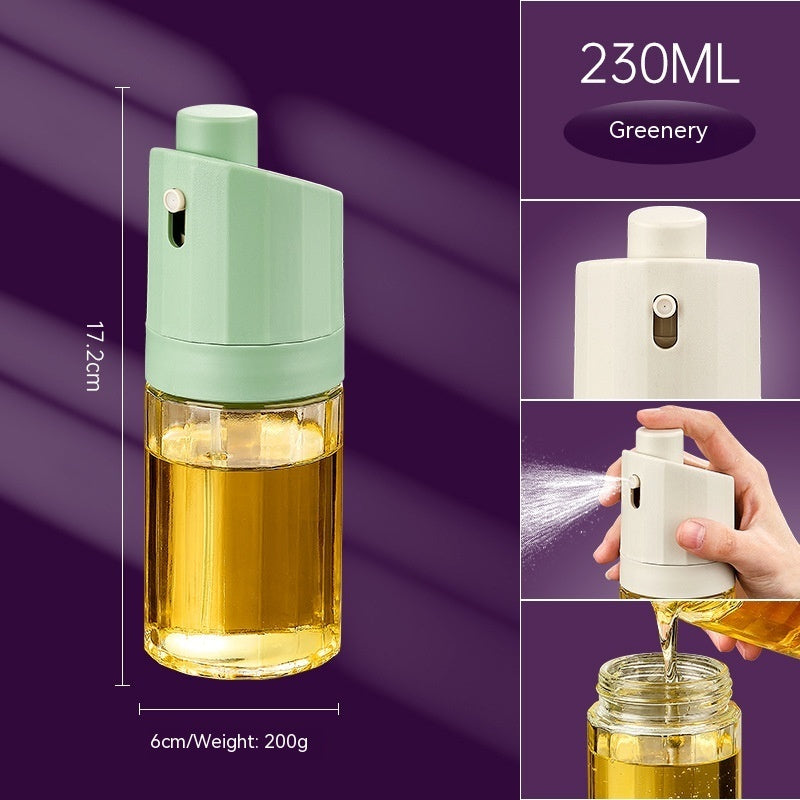 Kitchen Gadget 2-in-1 Glass Oil Bottle Press Oil Dispenser Barbecue Fuel Injector - Minihomy