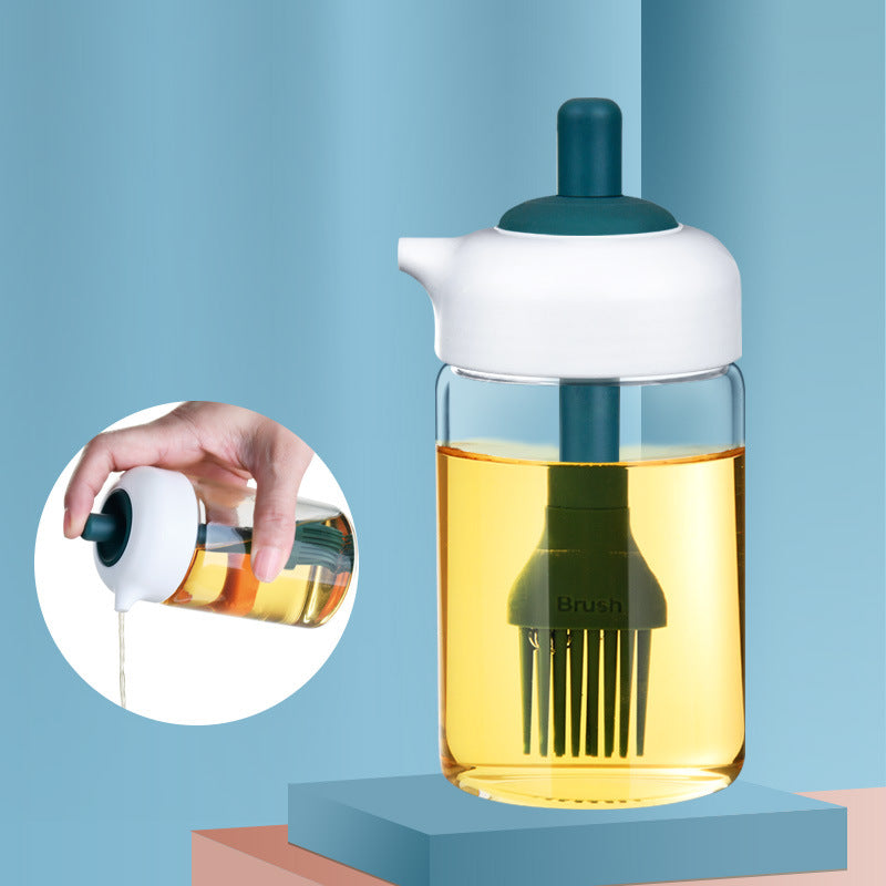 Oil Bottle With Brush To Press Liquid Seasoning Bottle