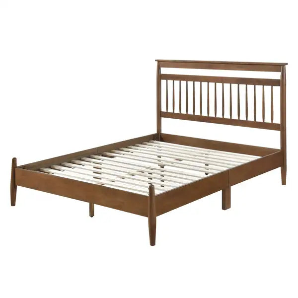 Chestnut California King Platform Bed | Transitional Style Bedroom Furniture - Minihomy