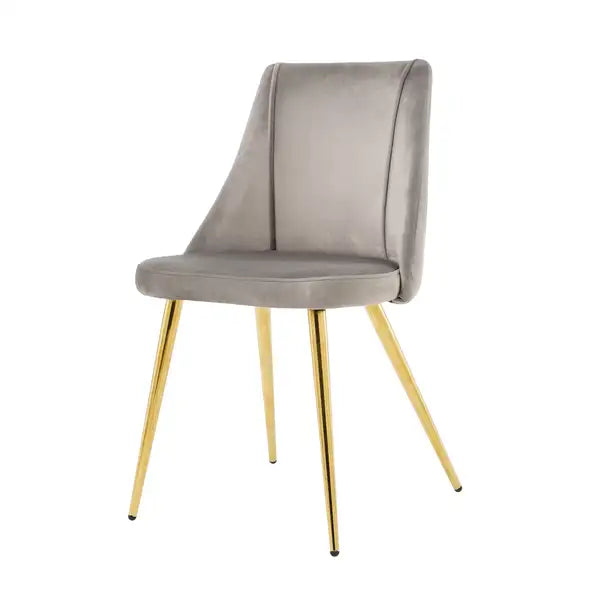 Modern Grey Dining Chairs Set of 4, Light Luxury Home Bedroom Stool with Gold Metal Legs